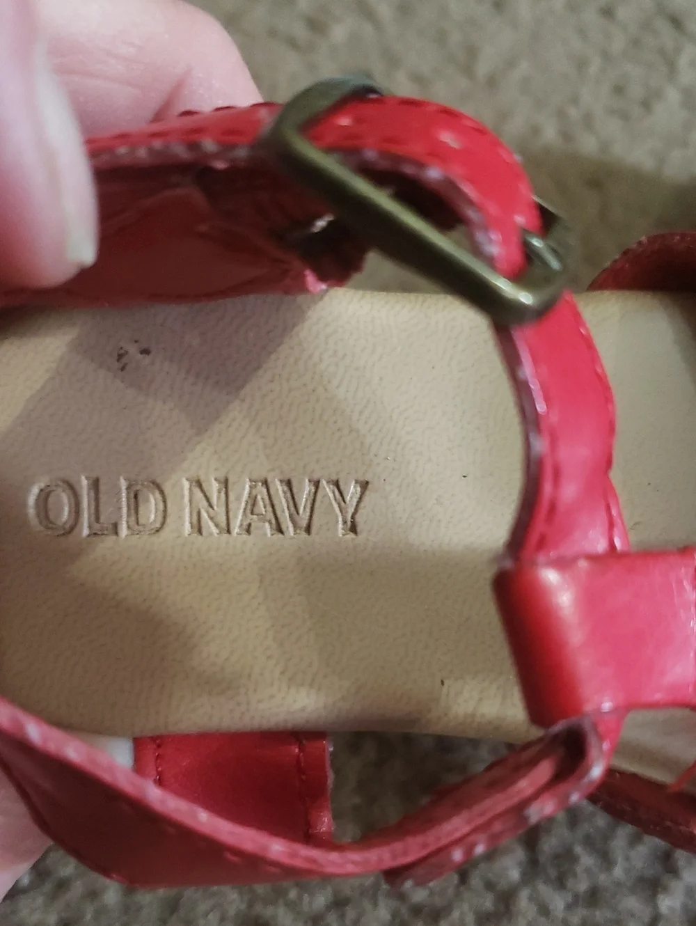 Old Navy Bright Red Girls T-Strap Sandals with Cutout